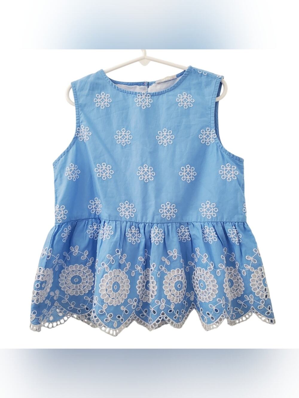 Crewcuts Blue Sleeveless Eyelet Peplum Top (10)